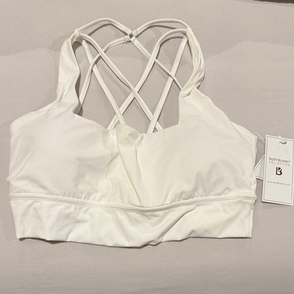 BuffBunny Women's Cream Strappy Sports Bra